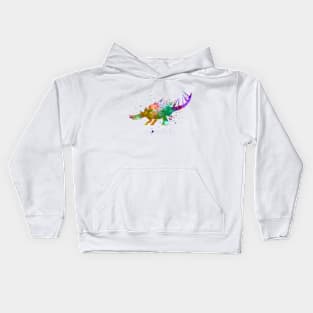 kentrosaurus dinosaur in watercolor Kids Hoodie